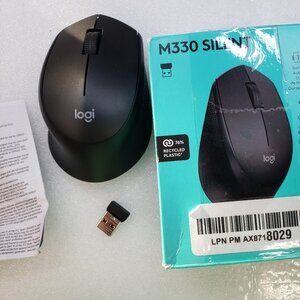 Logitech M330 Wireless Mouse for PC, Mac, Laptop USB Mini Receiver - Black